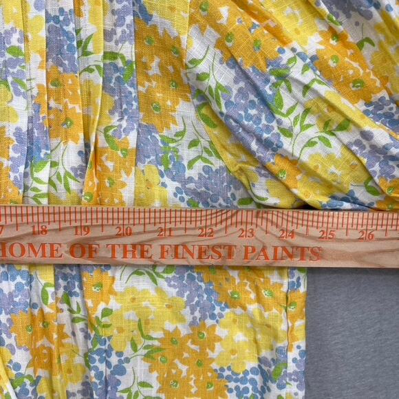 Sabo Leta Top Womens Lg Yellow Floral Puff Sleeve Pintuck Cottage Coastal Boho - Picture 9 of 14